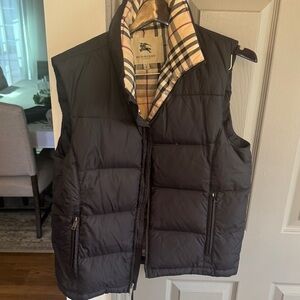 Burberry Dark Quilted Vest with Check Lining
